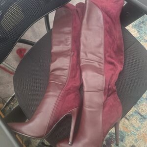 Shoe Dazzle Burgundy Over the Knee Boots